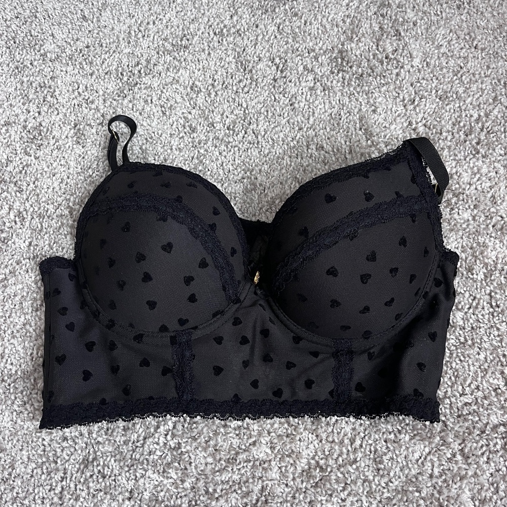 Daisy Fuentes Black Heart Motif Bra